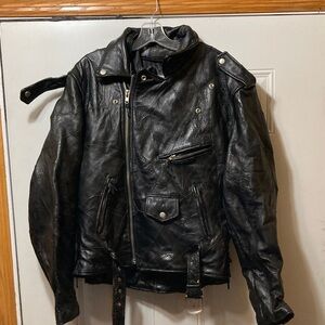 Diamond Plate Men's Black Buffalo Leather Jacket L